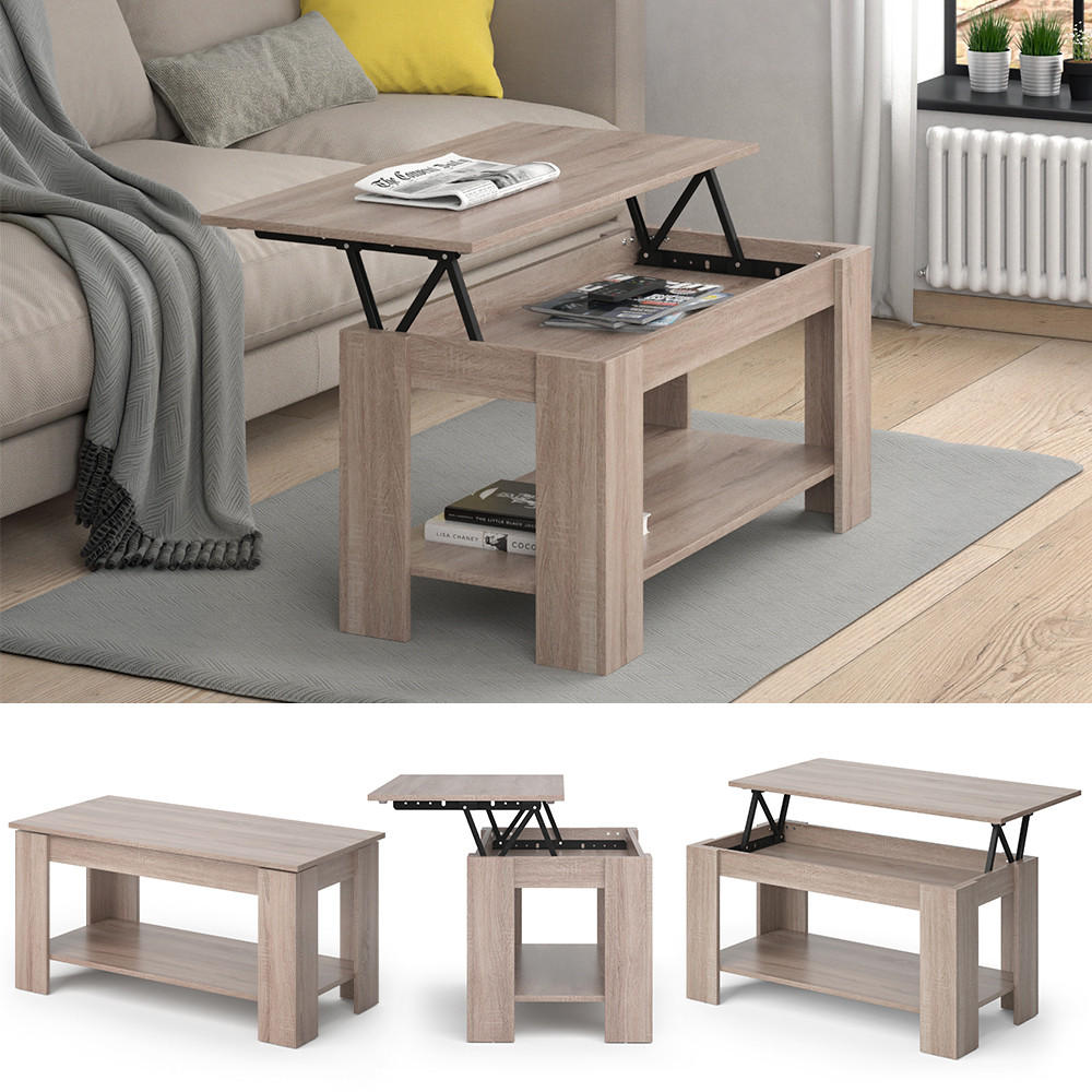 COUCHTISCH Lorenz Sonoma 100 x 50 cm mit Liftfunktion - Sonoma Eiche, Holzwerkstoff (50/100/50cm) - Vicco