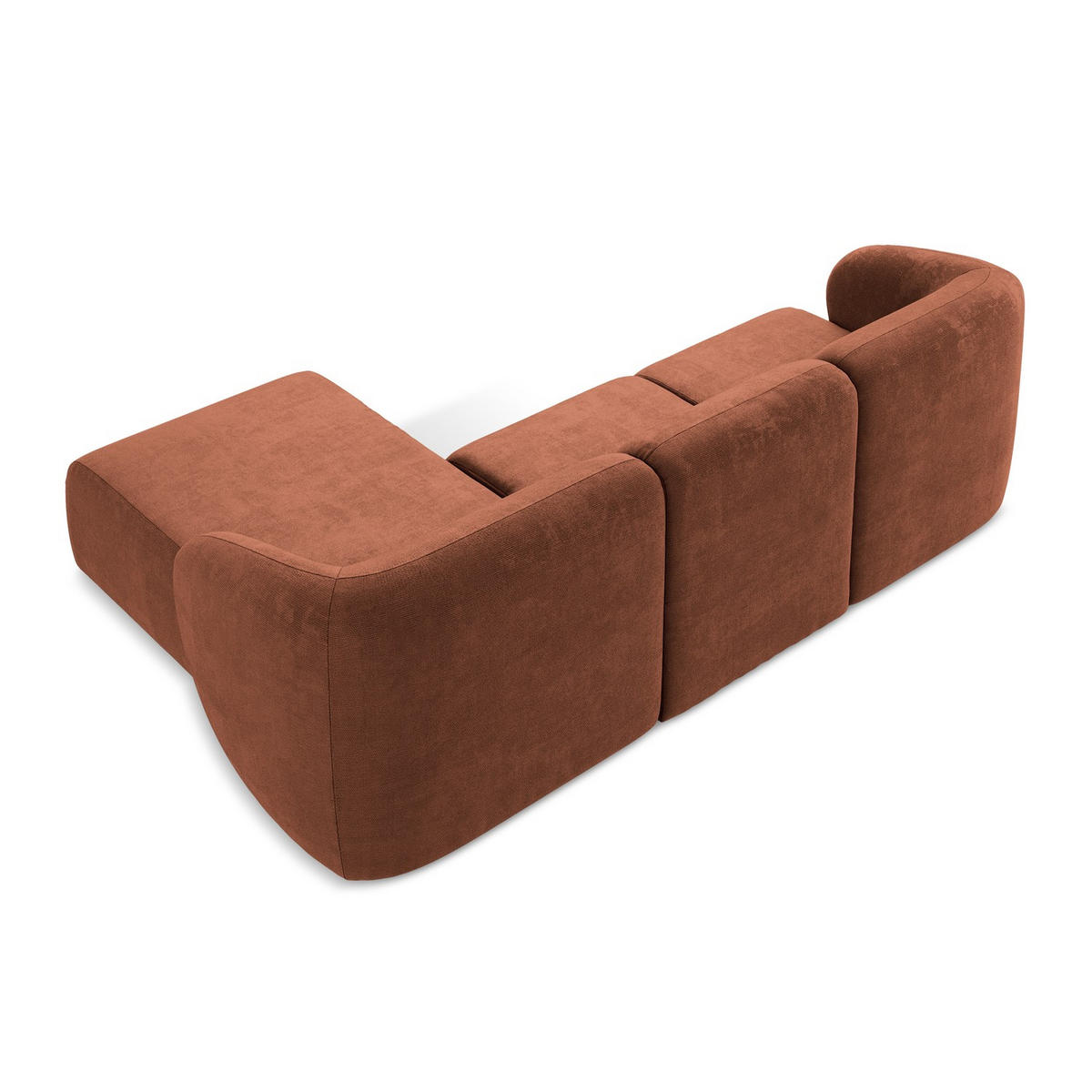 ECKSOFA Rechts Chenille Stoff Orange - Terracotta/Schwarz, Holzwerkstoff/Kunststoff (248/166cm) - LaMiaSofa