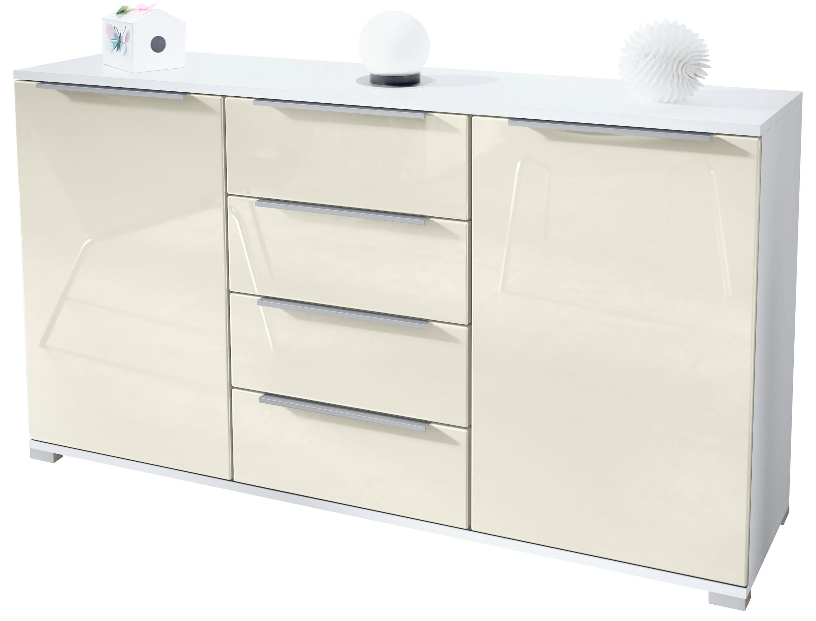 SIDEBOARD Linio Creme Hochglanz - Creme, Holzwerkstoff (138.5/75.5/35cm) - Vladon