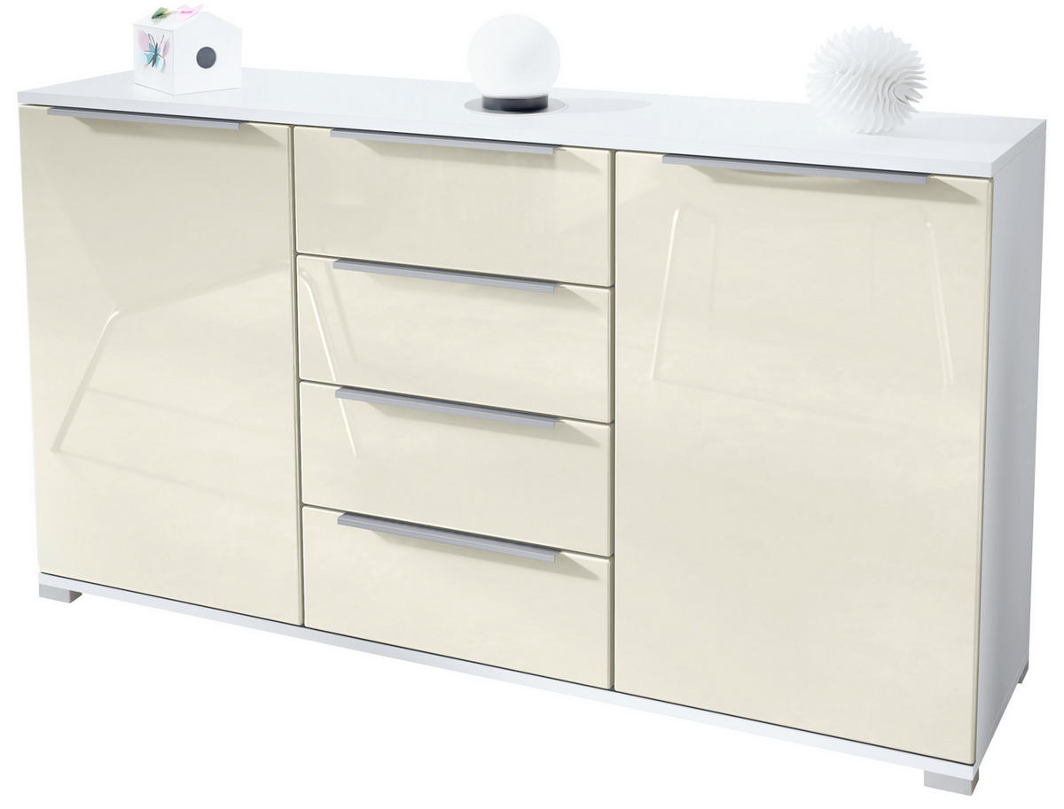 SIDEBOARD Linio Creme Hochglanz - Creme, Holzwerkstoff (138.5/75.5/35cm) - Vladon