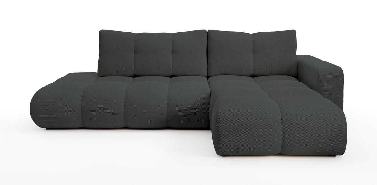 ECKSOFA DUCA R-S Grau Jersey mit Schlaffunktion - Anthrazit, Holz (266.5/266.5cm) - MASSENO