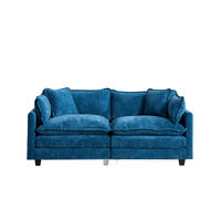 2-SITZER-SOFA aus Chenille mit modularem Design, blau - Blau, Textil (75/84/198cm)