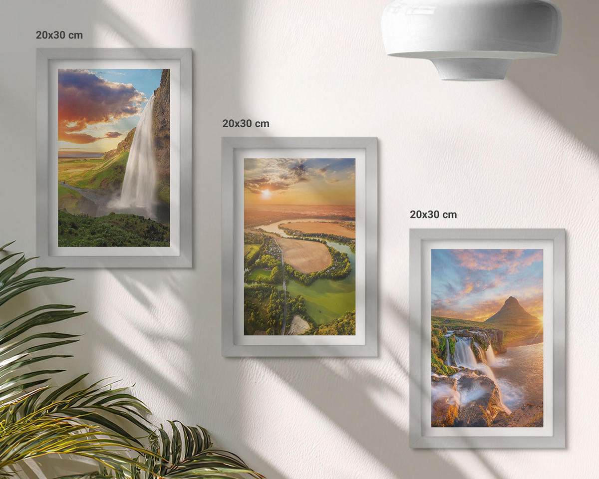 WANDBILDER 3er Set - 20x30 cm Silberner Rahmen - Wasserfälle Landschaften im Westen - Silberfarben, Kunststoff (20/30cm) - ArtPrintCave