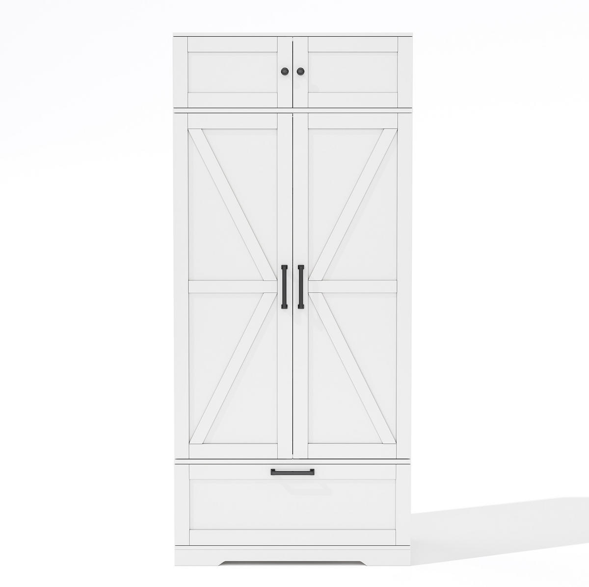 BUFFET 80/40/180 cm aus MDF mit Weinregal und verstellbaren Einlegeböden Weiß - Weiß, Holzwerkstoff (80/180/40cm) - Modenvie