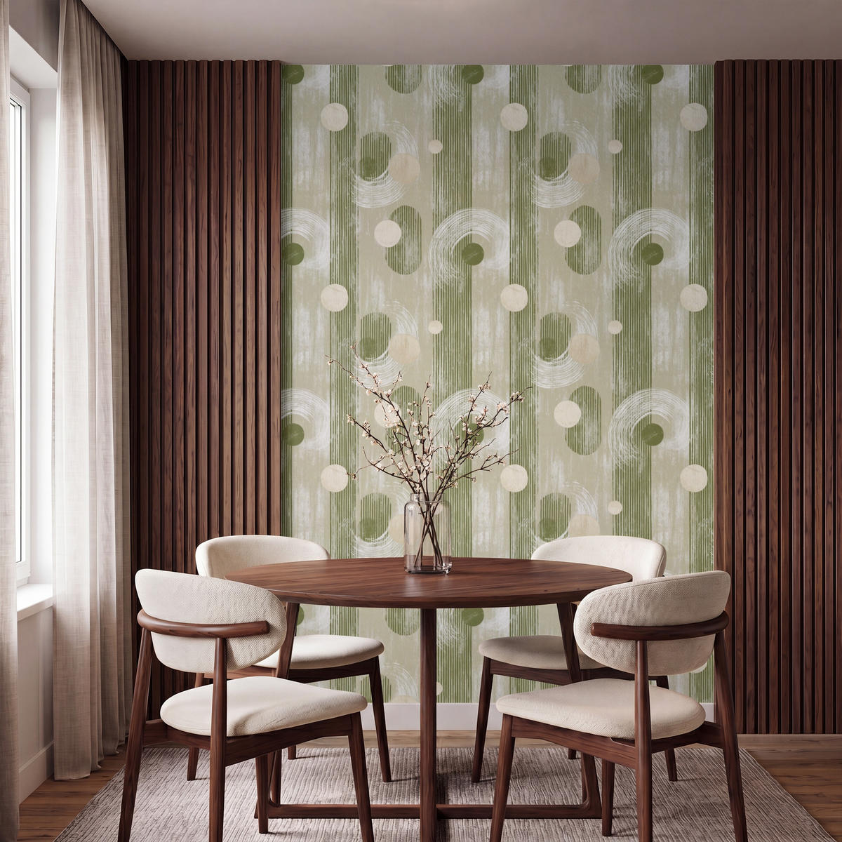 TAPETE - Künstlerisch - Modern - Grün - 140x200 cm - Olivgrün, Papier (140/200cm) - OnlyWow