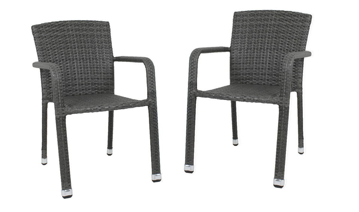 GARTENSTUHL 2er Set Werner Dunkelgrau Stapelstuhl - Dunkelgrau, Kunststoff (57/83/61cm) - DELUKE