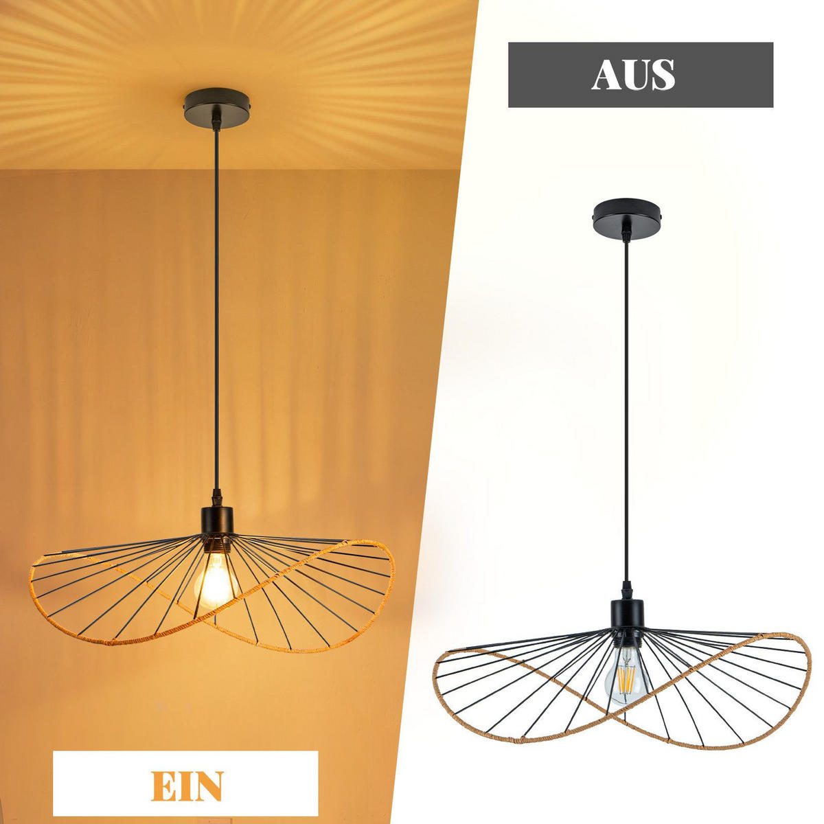 PENDELLEUCHTE BJORN Ⅲ 10/50/120 cm - Schwarz, Metall (10/50/120cm) - Nettlife