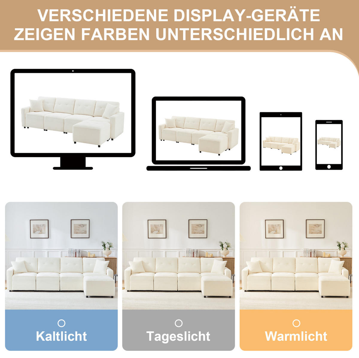 ECKSOFA 280/146/85 cm Beige aus Cord mit Stauraum und Hocker - Beige, Textil (146/280cm) - OKWISH