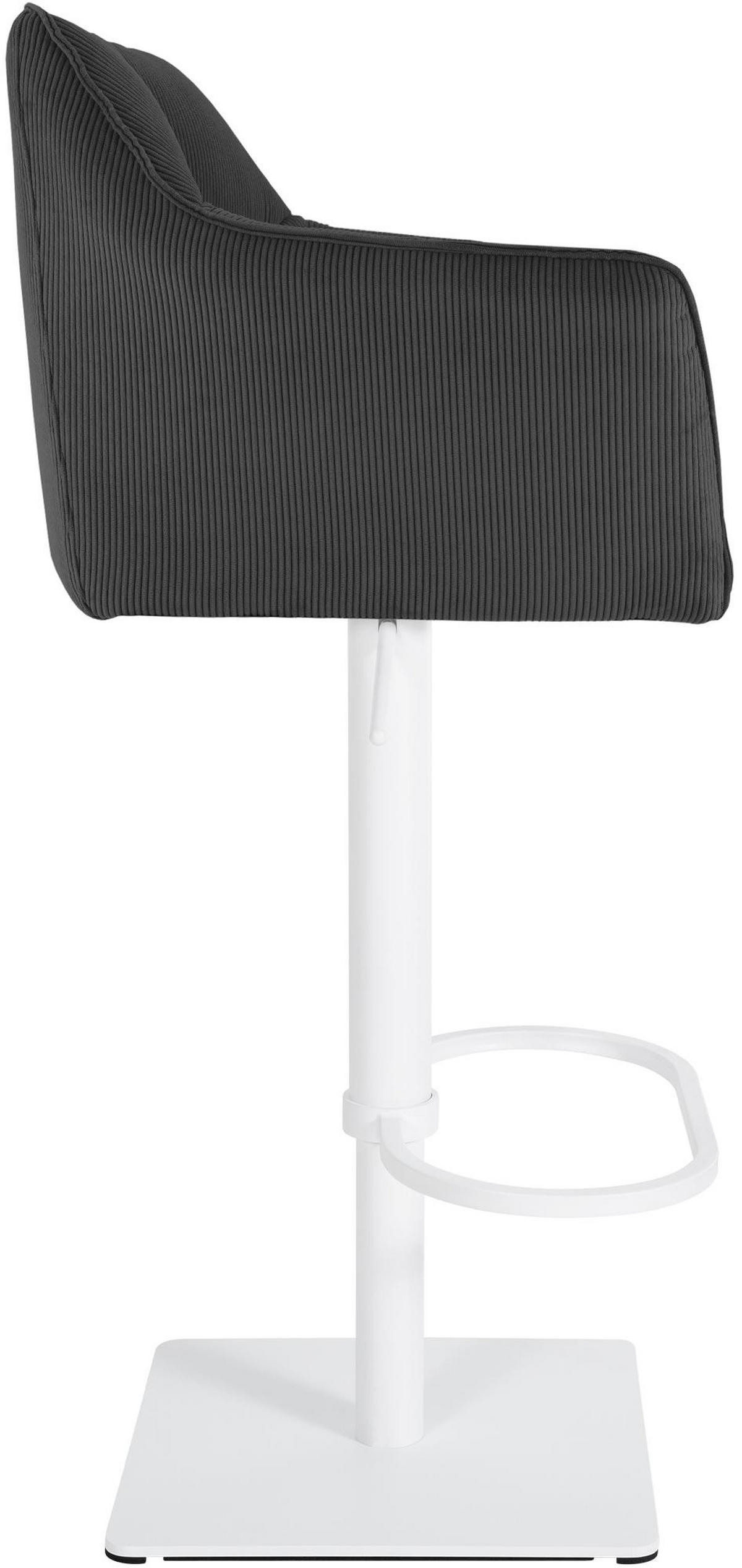 BARHOCKER Sihar Cord Dunkelgrau Weiß - Dunkelgrau, Textil (64/88/45cm) - DELUKE