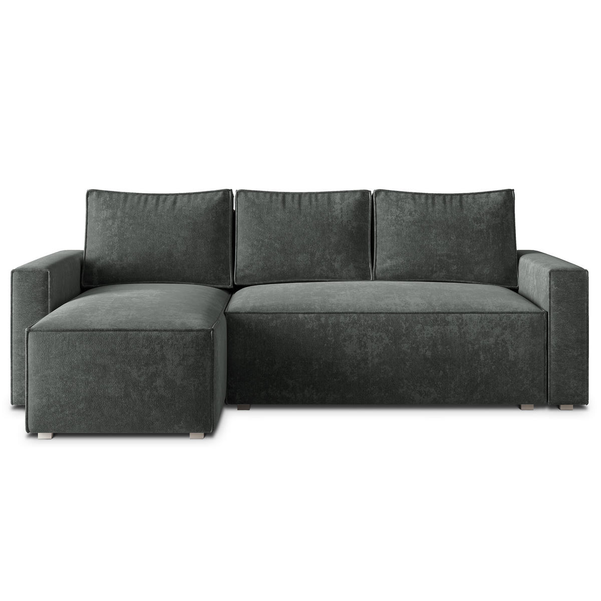 ECKSOFA POTARO LM Grau Chenille mit Schlaffunktion - Grau, Holzwerkstoff/Textil (232/140cm) - MASSENO