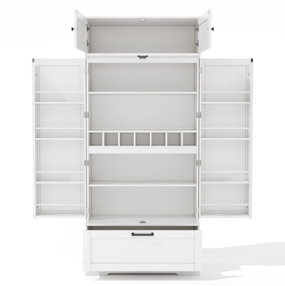 BUFFETSCHRANK 120/40/190 cm mit Lochplatte, 3 Schubladen und verstellbaren Einlegeböden, Schwarz - Schwarz, Holzwerkstoff (120/190/40cm) - Redom