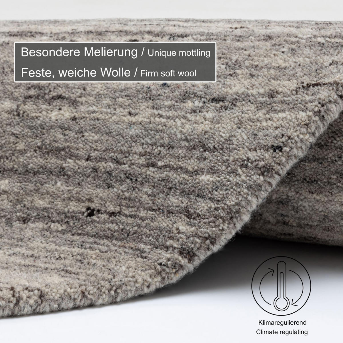 HANDWEBTEPPICH Pure 100x100 cm - Grau, Textil (100/100cm) - THEKO