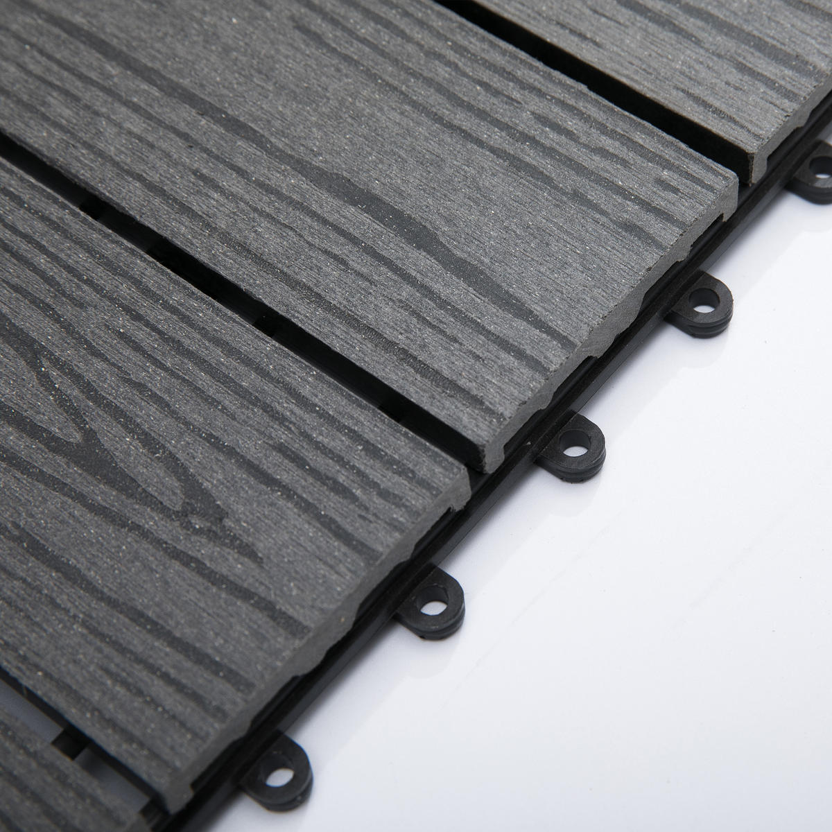 TERRASSENPLATTEN 11er-Set DE-13763 WPC mit Klicksystem Natur - Grau, Kunststoff (76.2/76.2/5.59cm) - ComfortXL