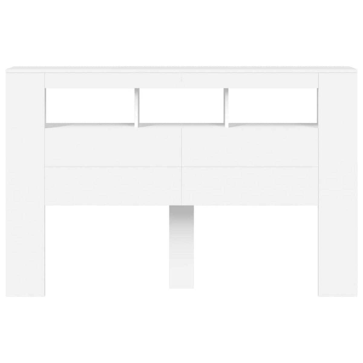 KOPFTEIL mit LED und Ablagen, 160/18,5/103,5 cm, aus Holzwerkstoff, in Weiß - Weiß, Holz (18.5/103.5/160cm) - vidaXL