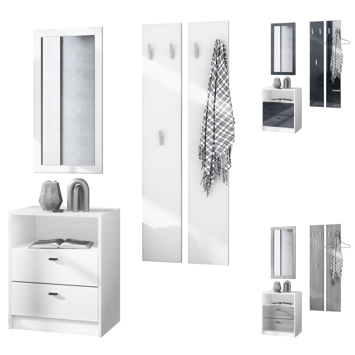 GARDEROBE Pino Weiß matt - Weiß, Holzwerkstoff (130/185/36cm) - Vladon