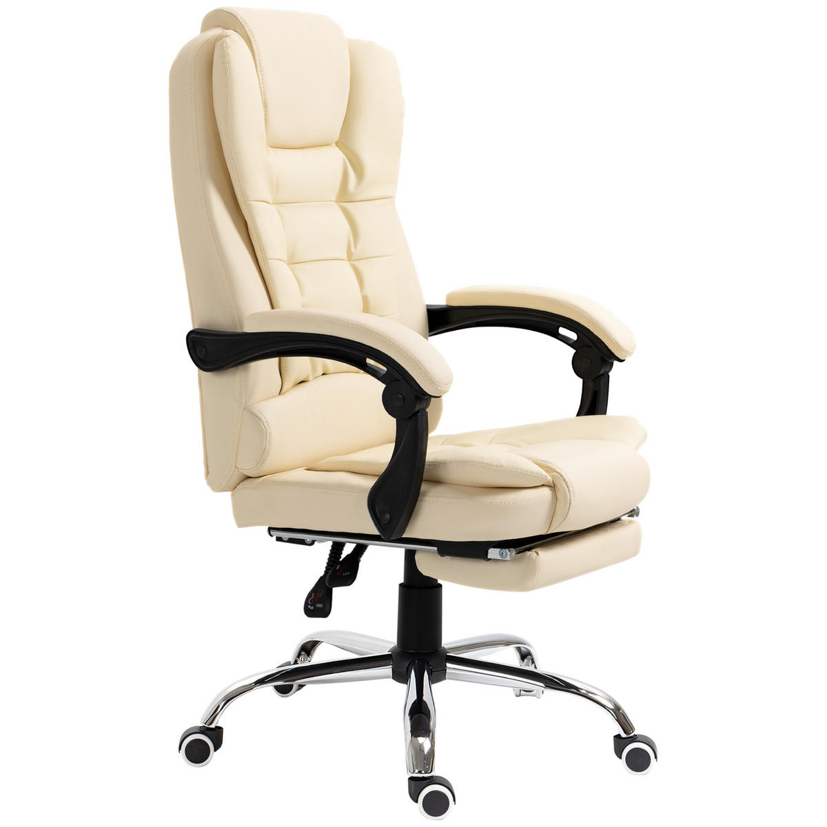 DREHSTUHL DE-05129 Mit Fußstütze & verstellbarer Rückenlehne Creme/Schwarz/Silber - Creme, Metall (69/117/64.5cm) - ComfortXL