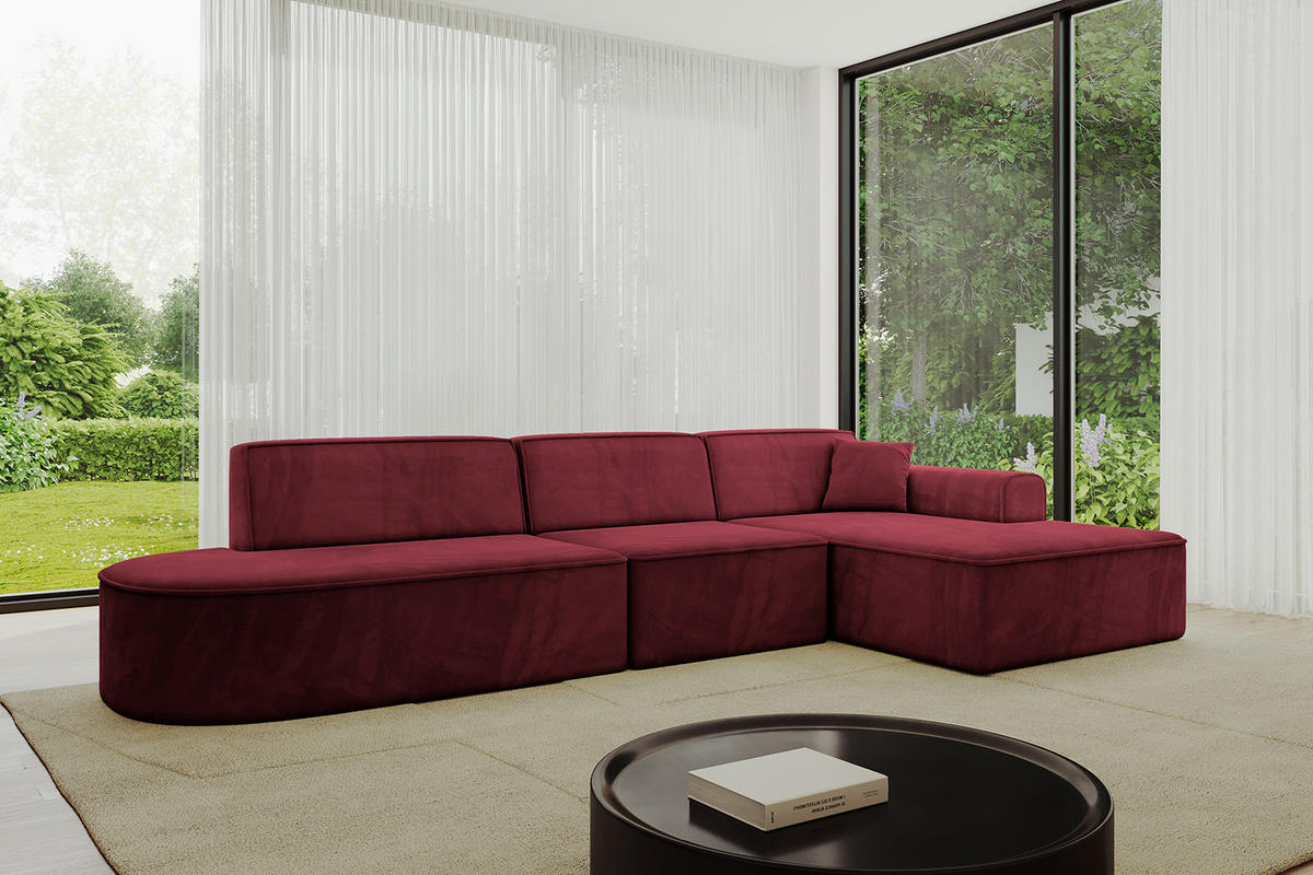 ECKSOFA Ottomane Rechts IREA-L2-v3 - 318x165x76 cm Bordeauxrot - Bordeaux, Holzwerkstoff/Textil (318/165cm) - ALTDECOR