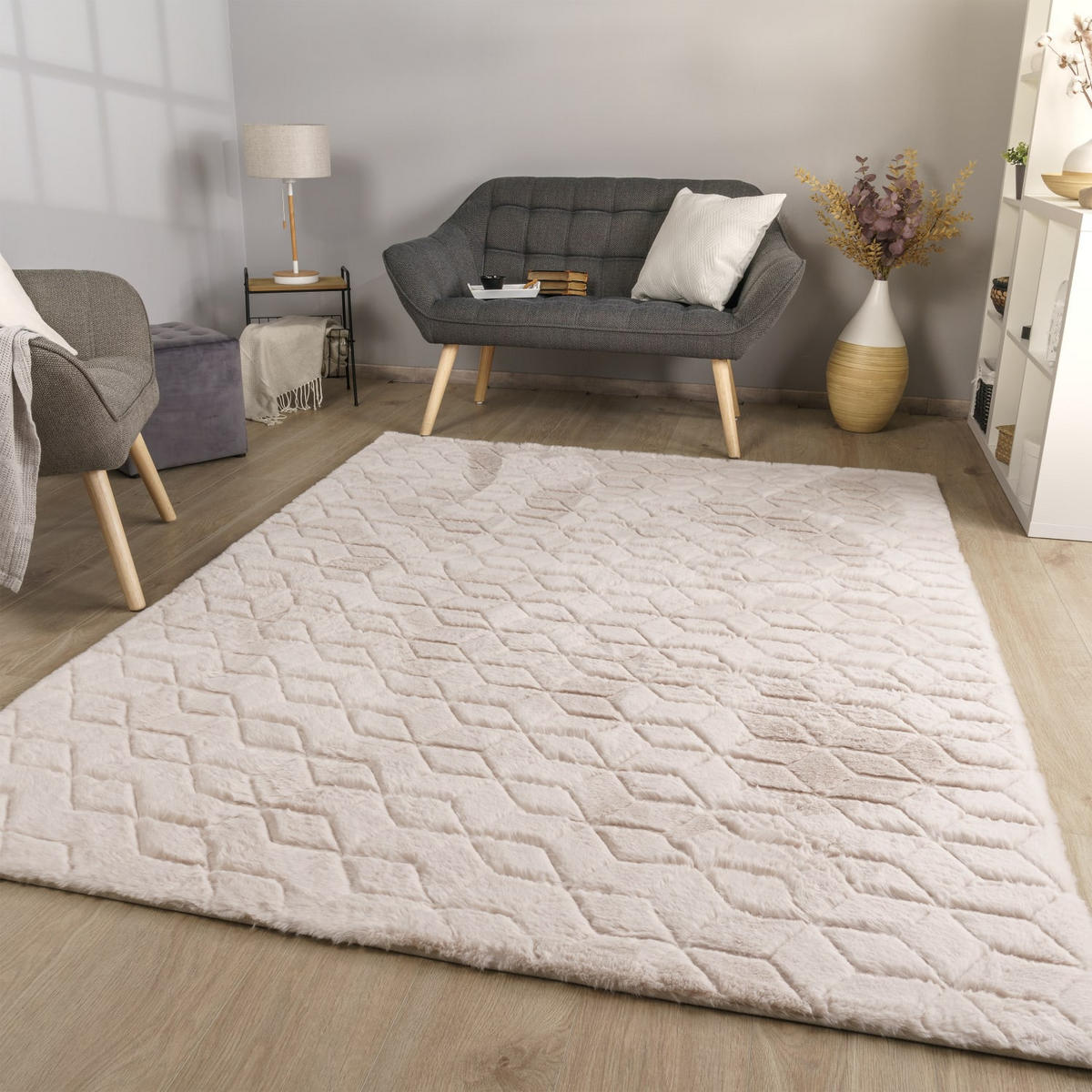 HOCHFLORTEPPICH Skandinavisch Beige 120 x 160 cm - Beige, Kunststoff (120/160cm) - TT Home