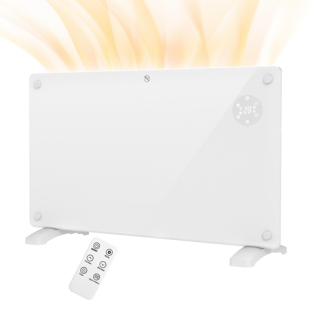 HEIZGERÄT DE-17045 1500 W mit LED-Display & Timer - Weiß, Glas (21.5/44.5/71cm) - ComfortXL