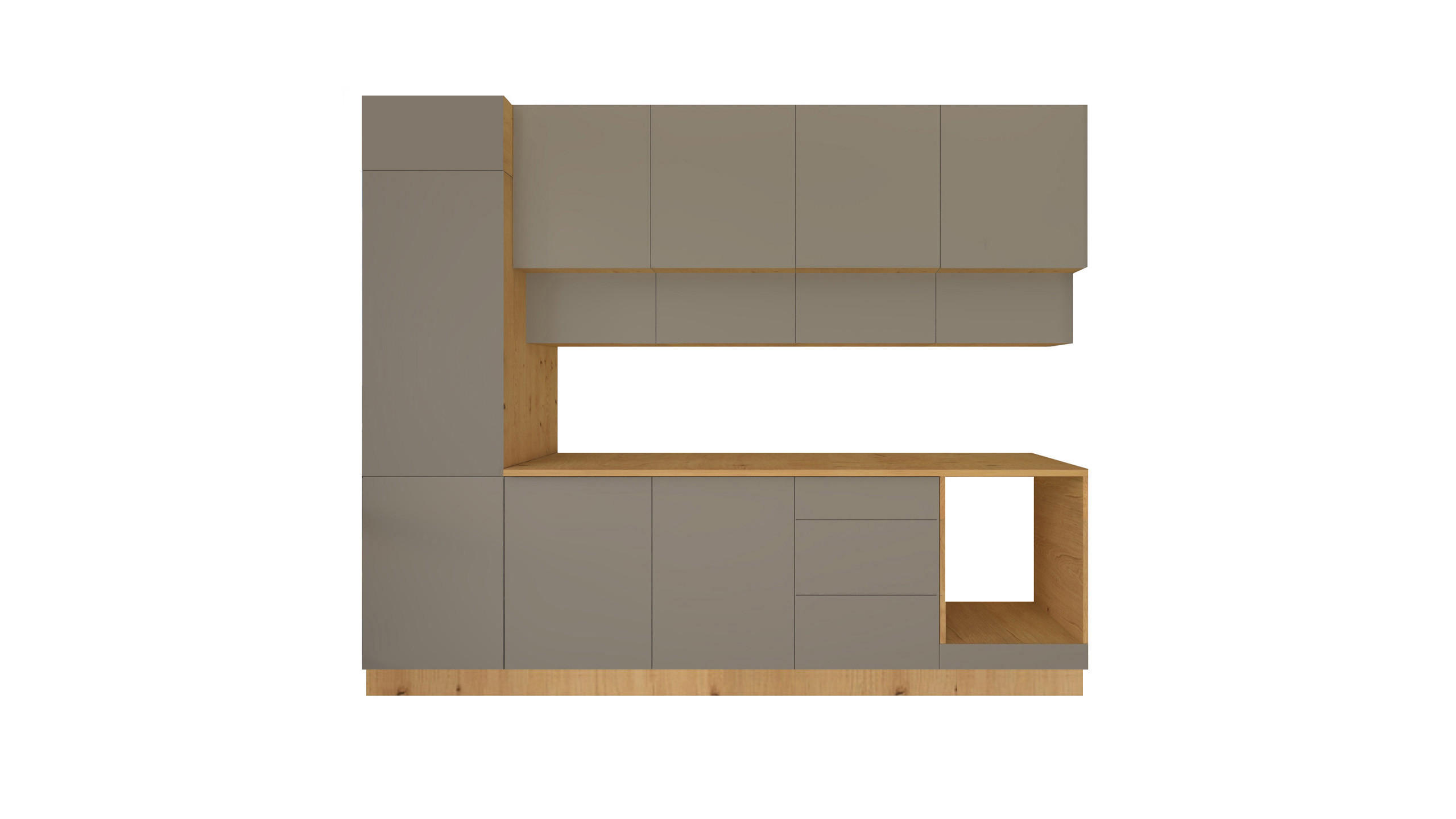 KÜCHENZEILE 300 cm - Nexa KÜ-LN-006 - in Beige / Matt - Beige, Holz (300/212/58cm) - ROYAL24_MARKT