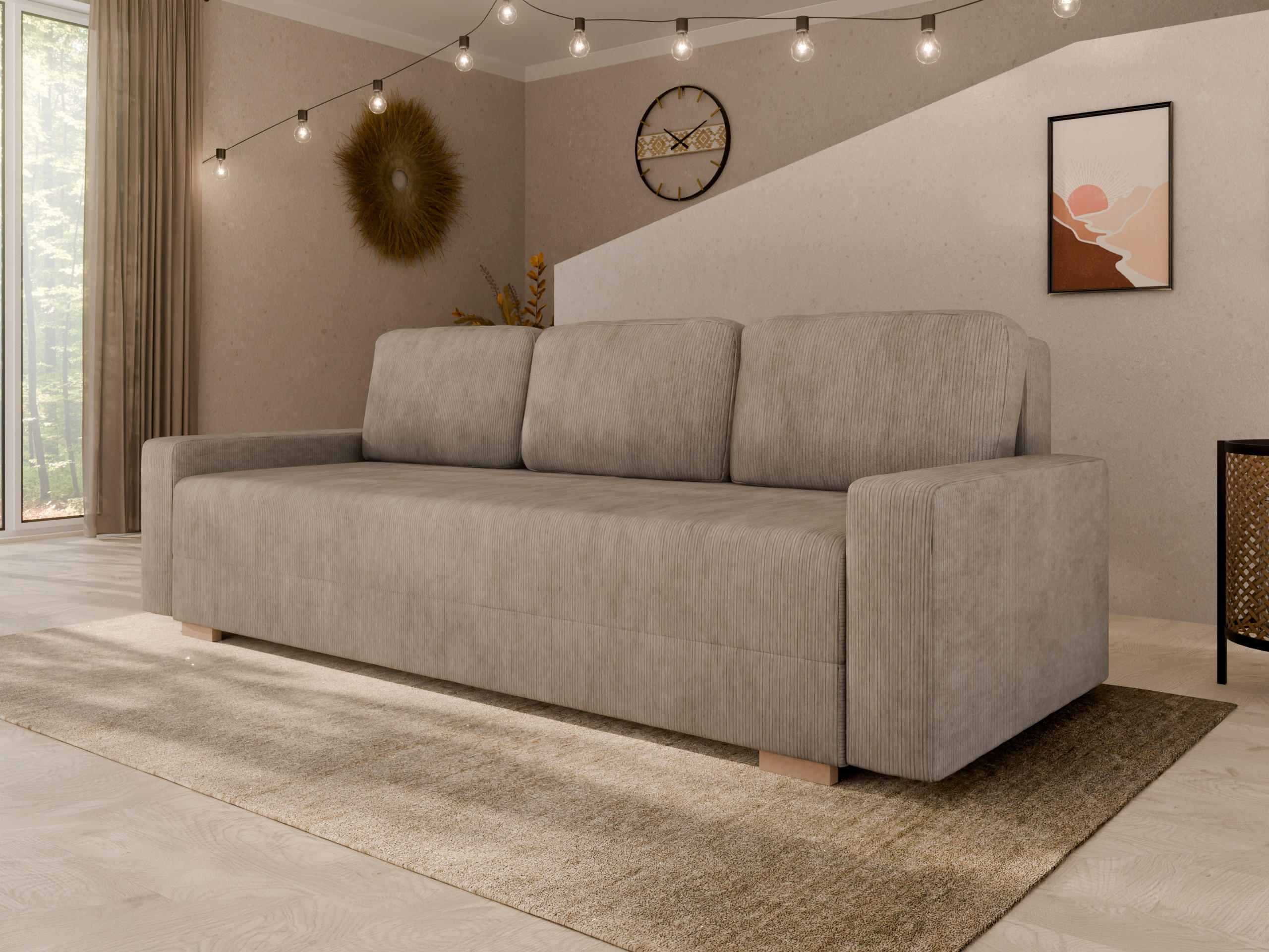 SCHLAFSOFA Celeste – modernes Design trifft auf höchsten Komfort, Cappuccino - Cappuccino, Holz (225/80/94cm) - Panda Möbel