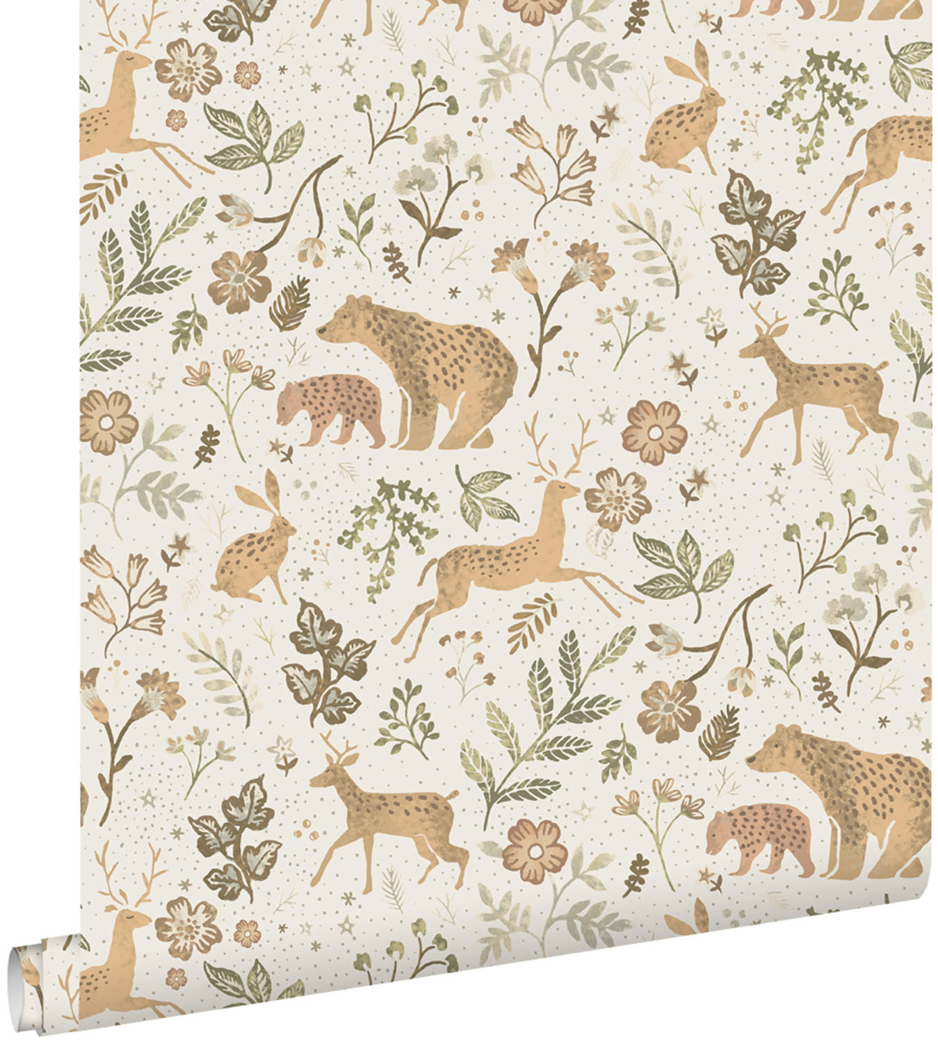 TAPETE Wald mit Waldtieren 53 cm x 10.05 m - Beige, Papier (53/0.1cm) - ESTAhome
