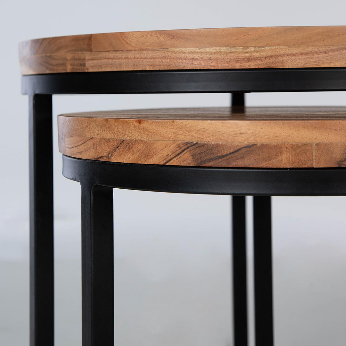 COUCHTISCH - Akazie massiv / Metall, 2er-Set - Akaziefarben, Holz (50/50/45cm) - home24