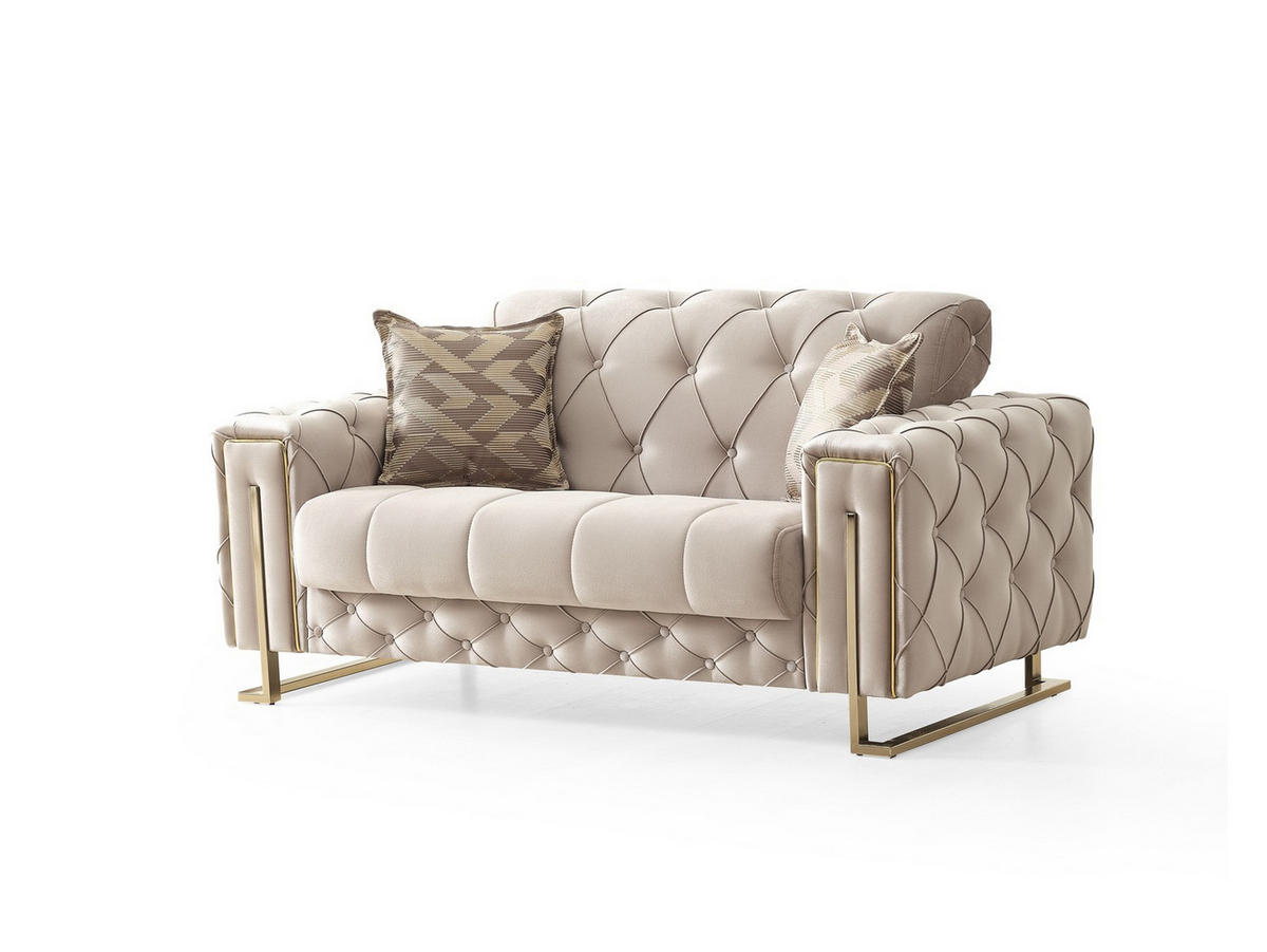 SITZGARNITUR Shimla, Beige Stellvariante 3+2+1 - Beige, Holzwerkstoff/Metall (220/80/100cm)