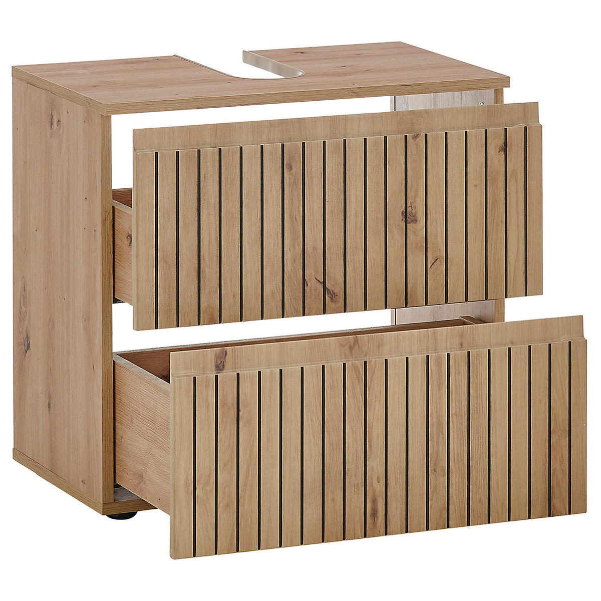 WASCHBECKENUNTERSCHRANK - Schwarz/Eiche Artisan, Holzwerkstoff/Kunststoff (60/57/36cm) - home24