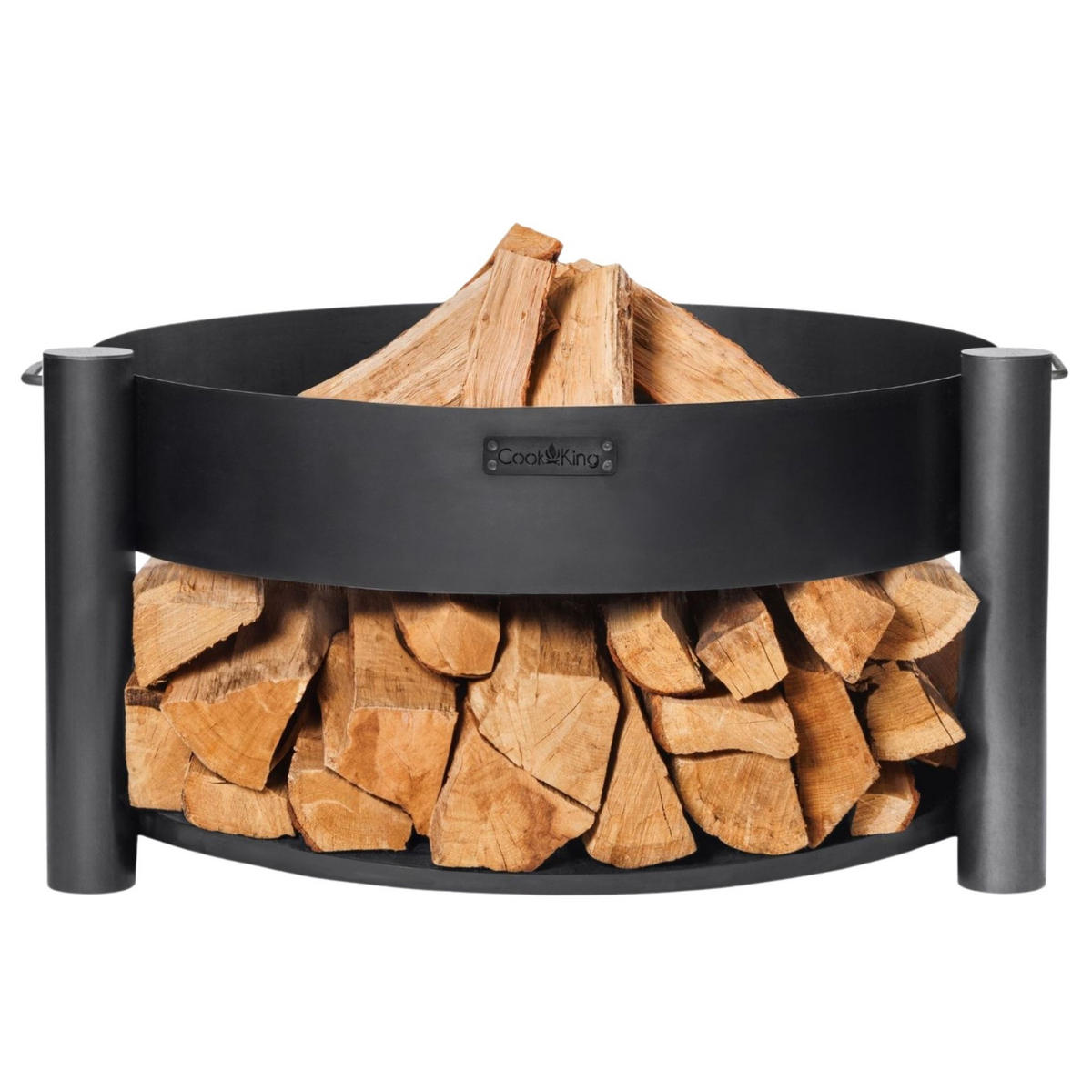 FEUERSCHALE Washington Stahl rund Ø 60 cm mit seitlichen Griffen - Schwarz, Metall (60/45/60cm) - Mr. Deko