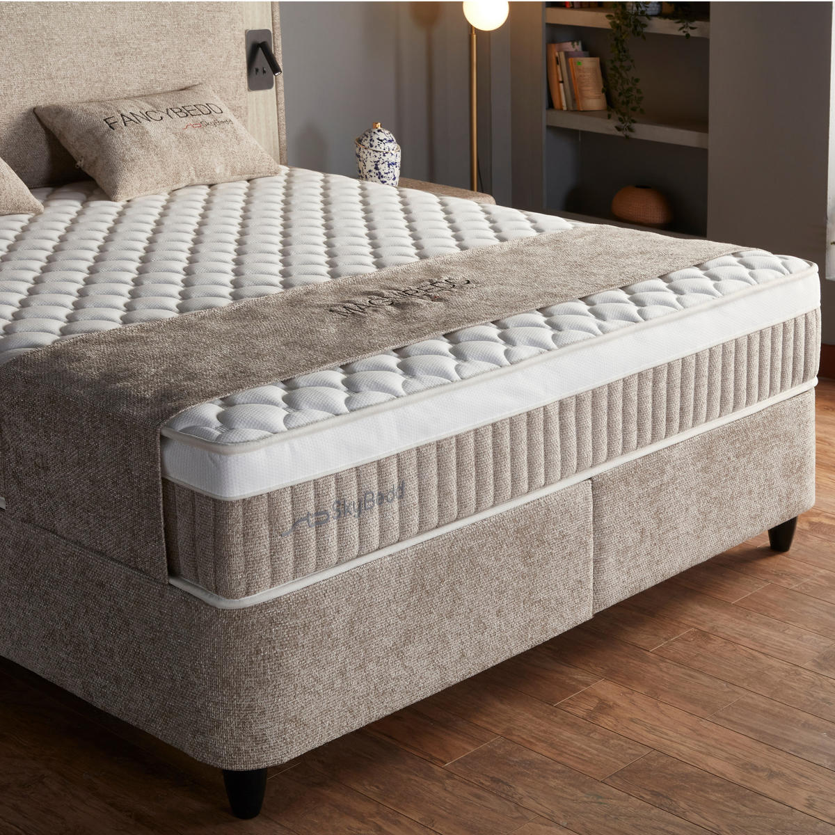 BOXBETT Fancybett Bett mit Matratze 160x200 - Hellbraun, Holz (160/200cm)