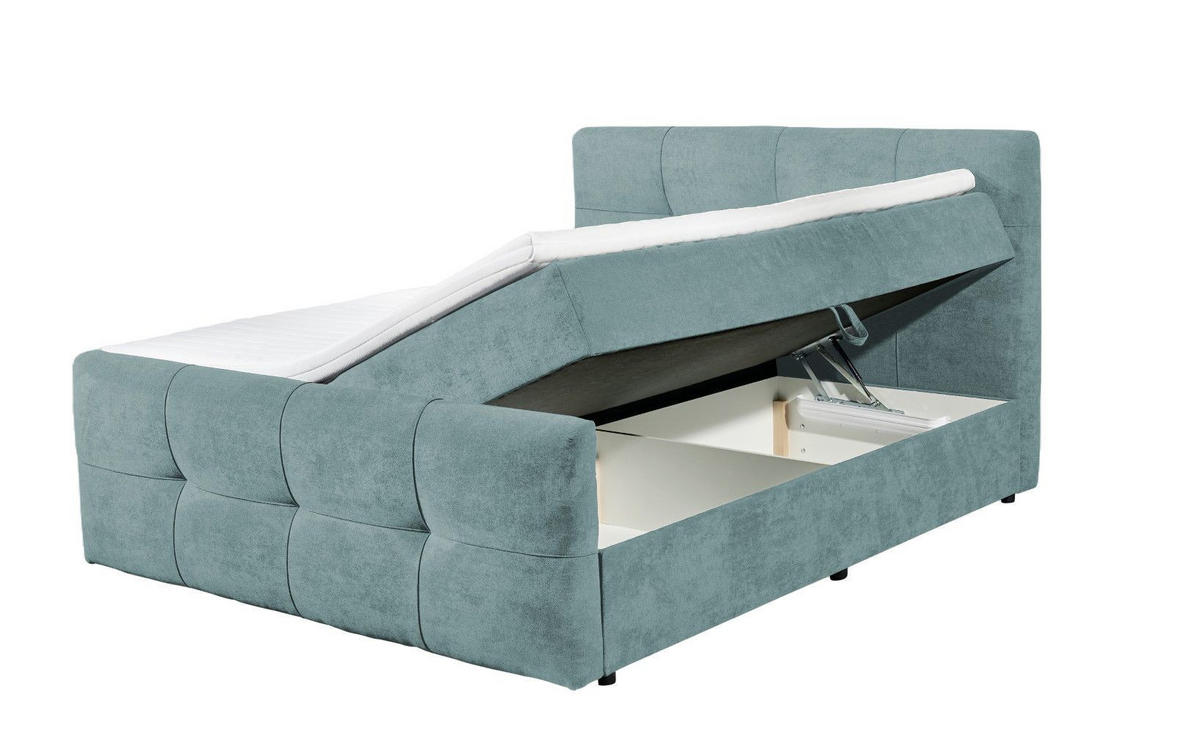 BOXBETT mit 9‑Zonen-Tonnentaschenfederkern-Matratze, HR-30-Topper, Bettkasten - Schwarz/Hellgrün, Holz/Kunststoff (160/200cm) - ed exciting design