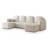 WOHNLANDSCHAFT NUBERO Creme Boucle-Stoff mit Schlaffunktion - Creme, Holz (220/85/143cm) - MASSENO