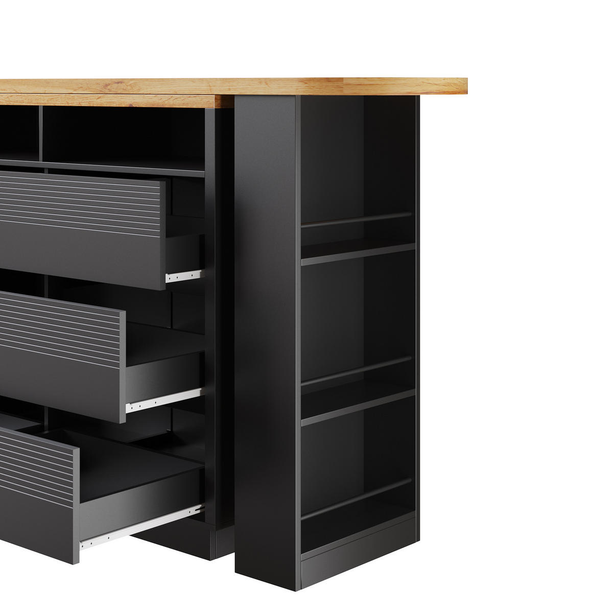 BARTISCH Ausziehbar 137-215cm 6 Schubladen Stauraum - Schwarz, Holzwerkstoff (39/137/102.3cm) - FLIEKS