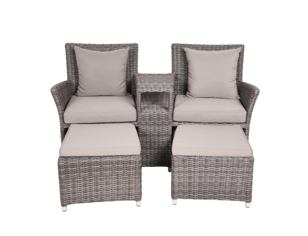 GARTENSTUHL Urban mit Hocker Relaxsessel - Grau, Kunststoff (155/90/70cm) - DELUKE