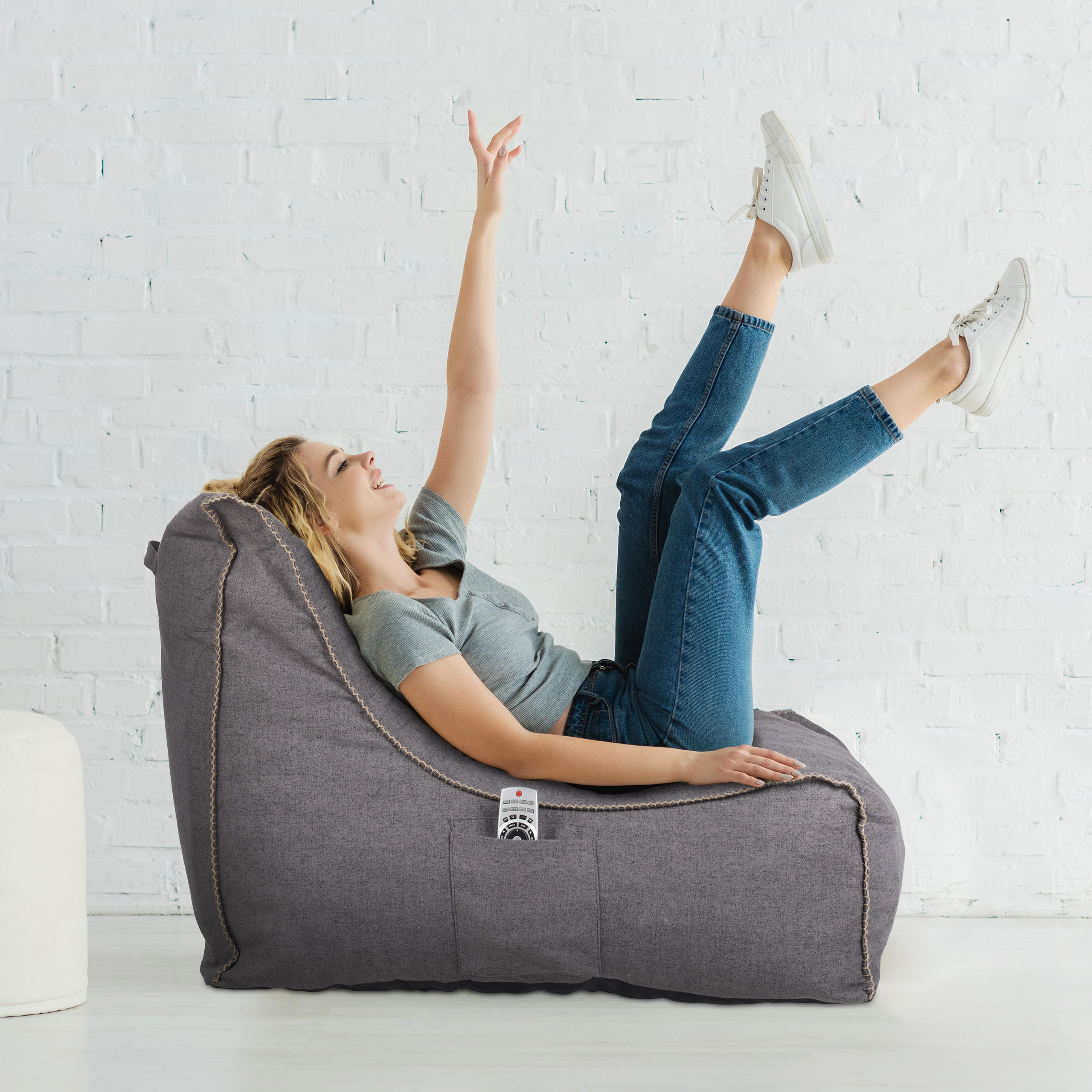 SITZSACK - Grau, Textil (63/62/90cm) - Relaxdays