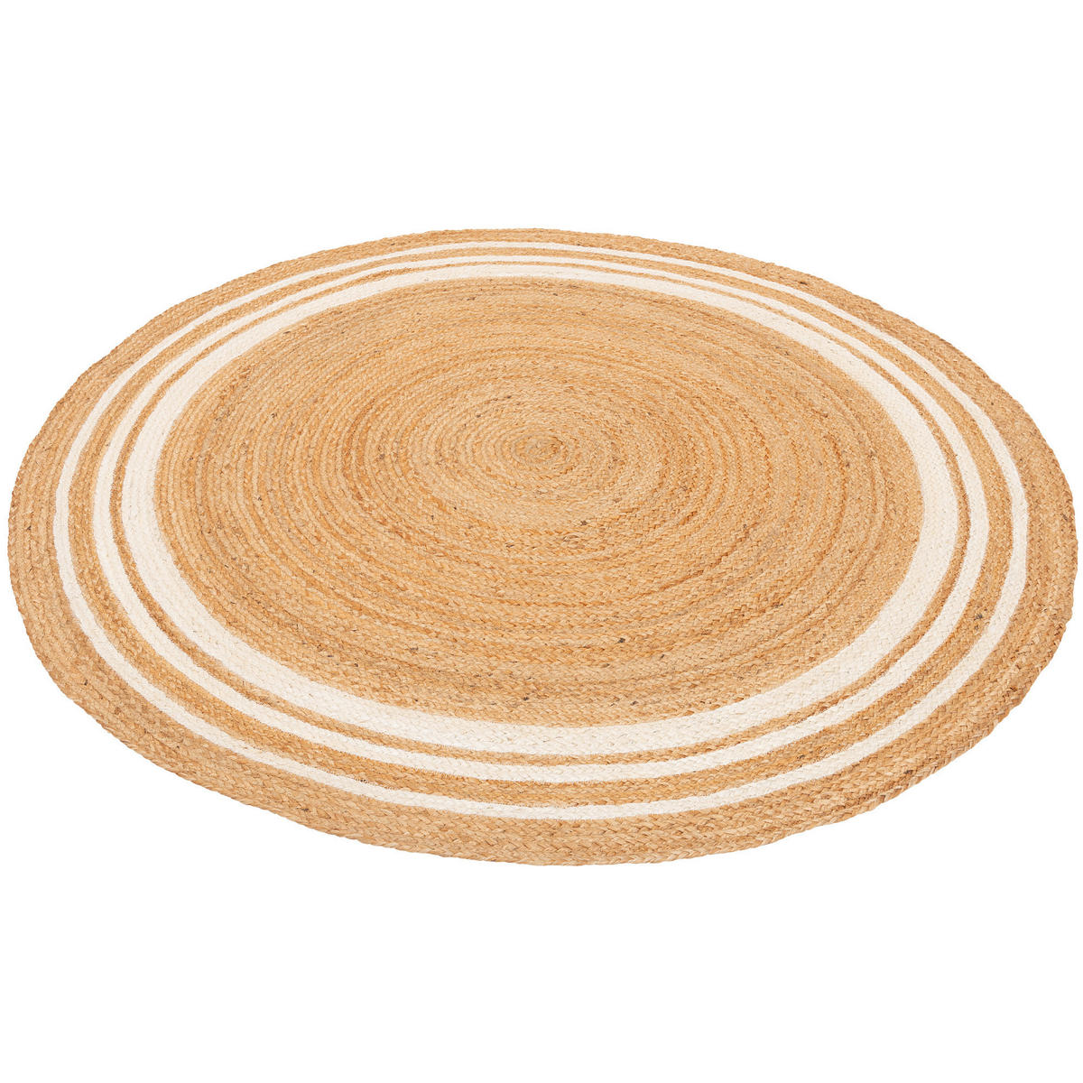 NATURFASER TEPPICH JUTE SALSA STREIFEN RUND - Creme, Textil (120/120cm) - Pergamon