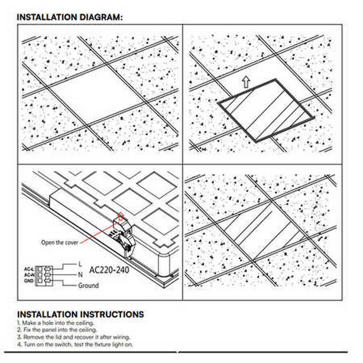 LED EINBAU PANEL Weiß Kunststoff - Weiß, Metall (59.5/59.5/3.3cm)
