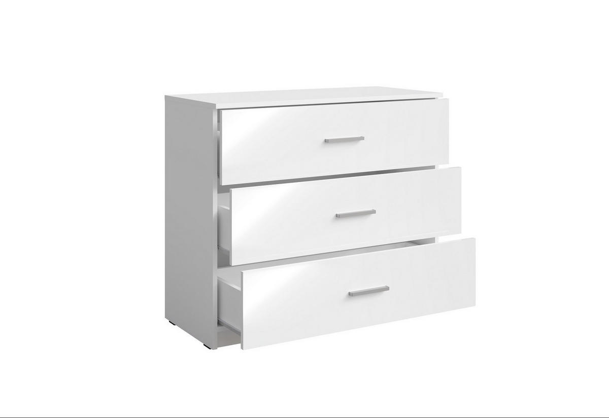 KOMMODE ALVORN 93/80,5/42cm mit 3 Schubladen Türen Weiß - Weiß, Holzwerkstoff (93/80.5/42cm) - MASSENO