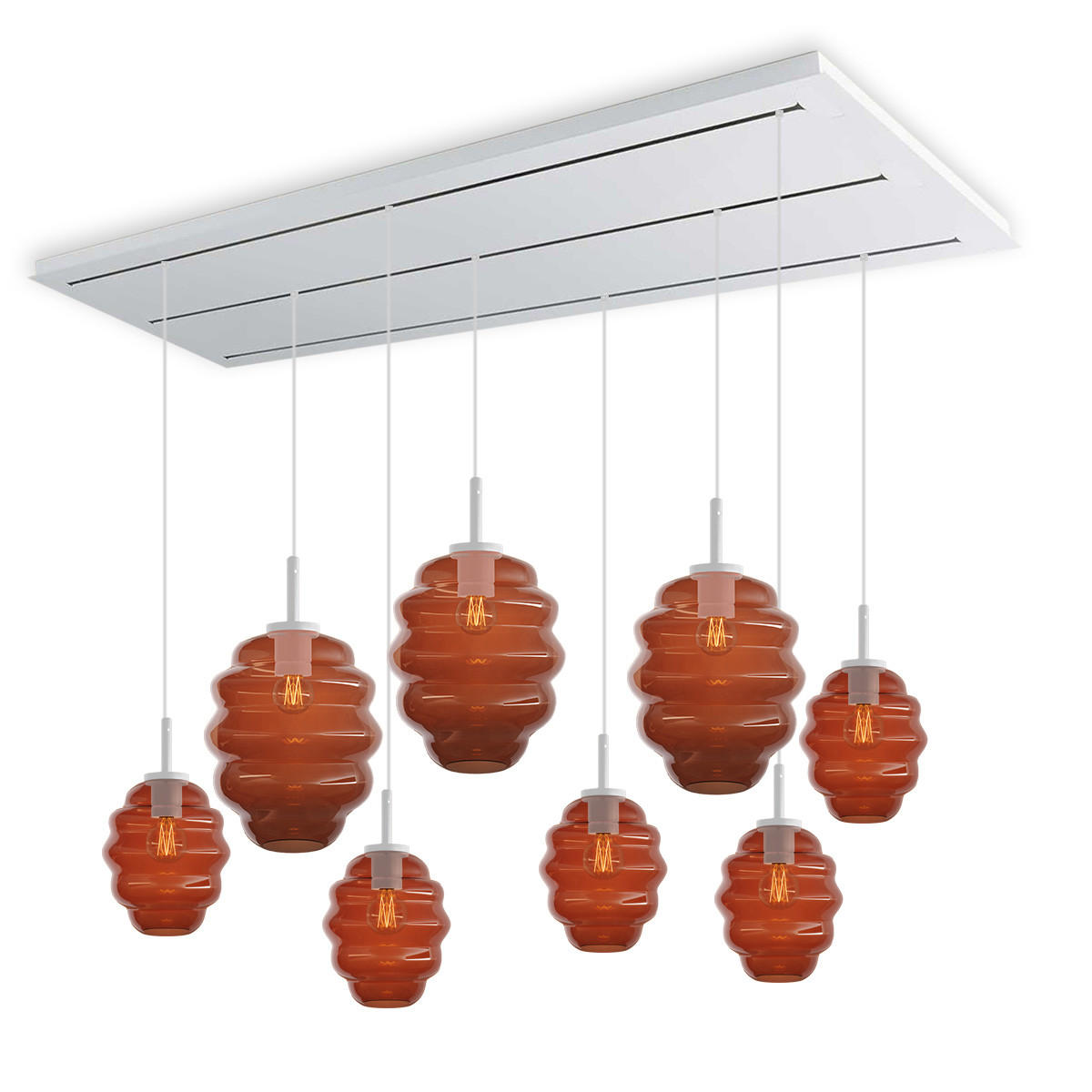 HÄNGELEUCHTE Echos 8-flammig Braun Ø 18/25cm - Braun/Weiß, Glas (18/18/20cm) - s.luce