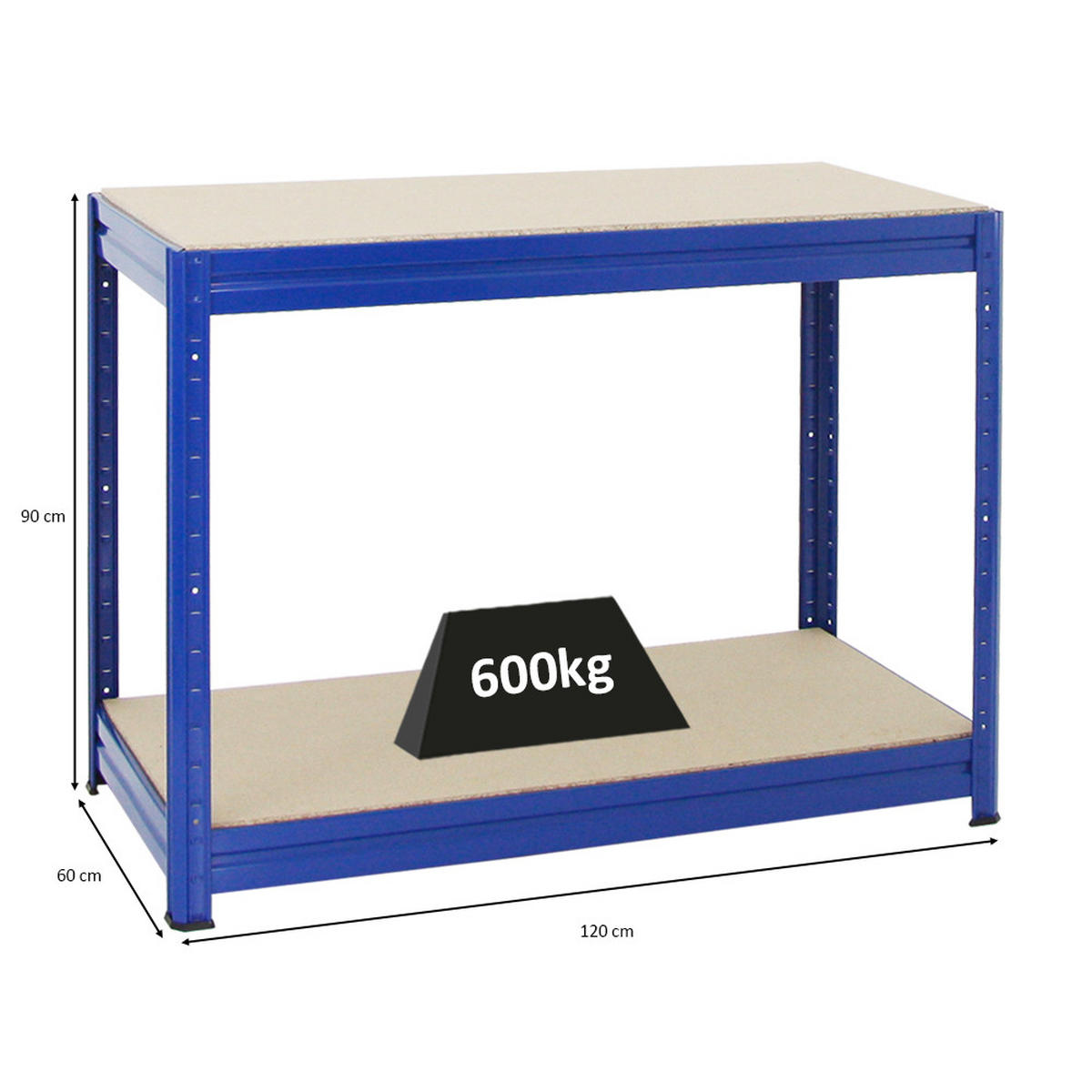 WERKBANK Dino höhenverstellbar 90x120x60 cm Traglast 600 kg Blau - Blau, Metall (120/87/60cm) - PROREGAL