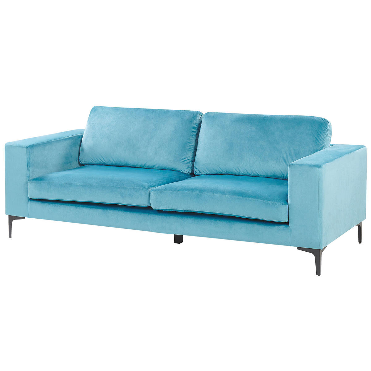 3-SITZER-SOFA Samtstoff Hellblau Vadstena - Hellblau, Textil (215/82/87cm) - Beliani