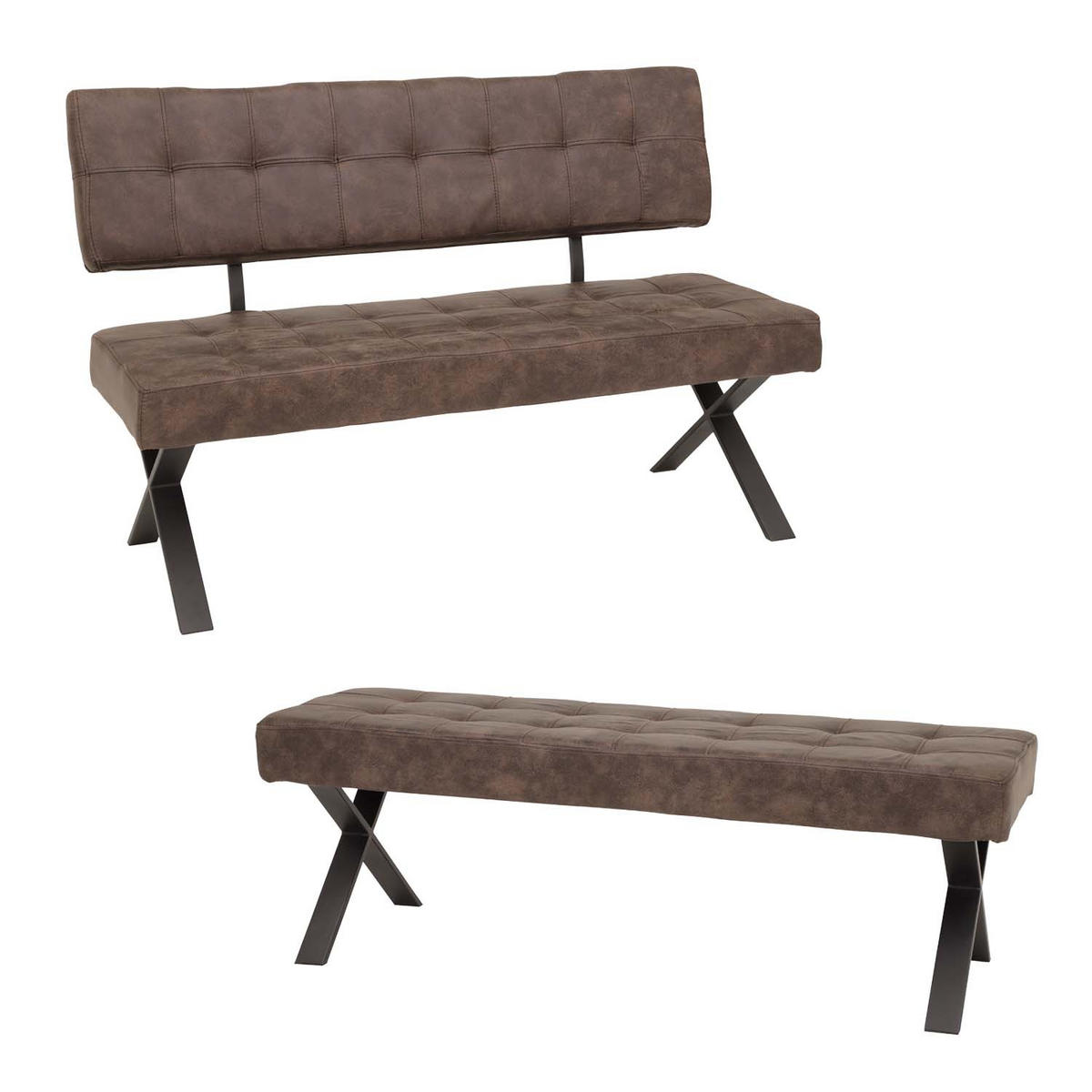 SITZBANK-SET Donna - Vintage Braun - Anthrazit/Braun, Textil/Metall (140/93/61cm) - Hela Vertriebs GmbH