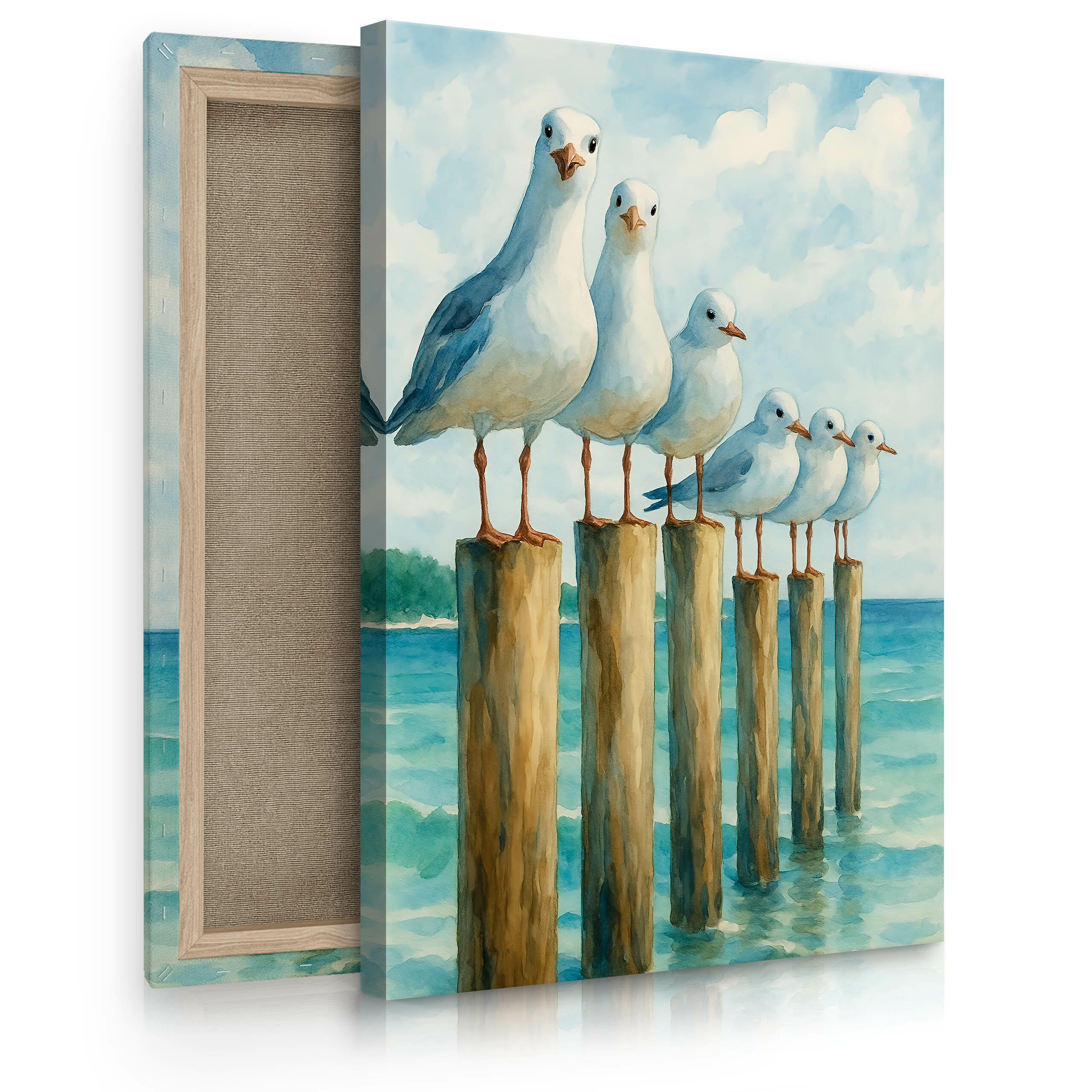 Thumbnail - Muralo Muralo, Blau, Grün, Beige, Braun, Weiß, Grau, Textil, Kiefer, Tiere, Wasser/Strand/Meer, Rechteckig, 70x100 cm, e...