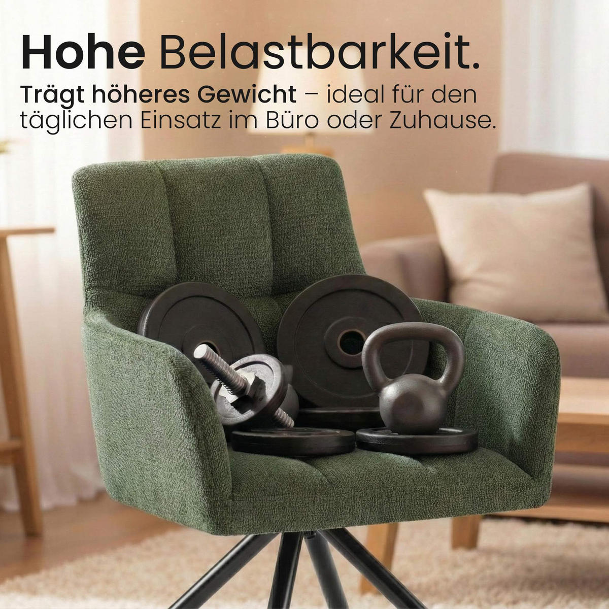 ARMLEHNENSTUHL Stoff Grün - Schwarz/Grün, Textil/Metall (59/87/59cm) - CLP