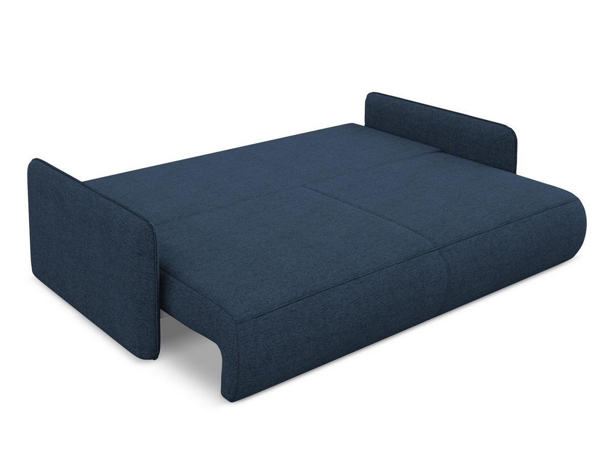 3-SITZER SOFA mit Schlaffunktion Chenille Stoff Blau - Blau/Schwarz, Kunststoff/Textil (216/86/105cm) - Makamii