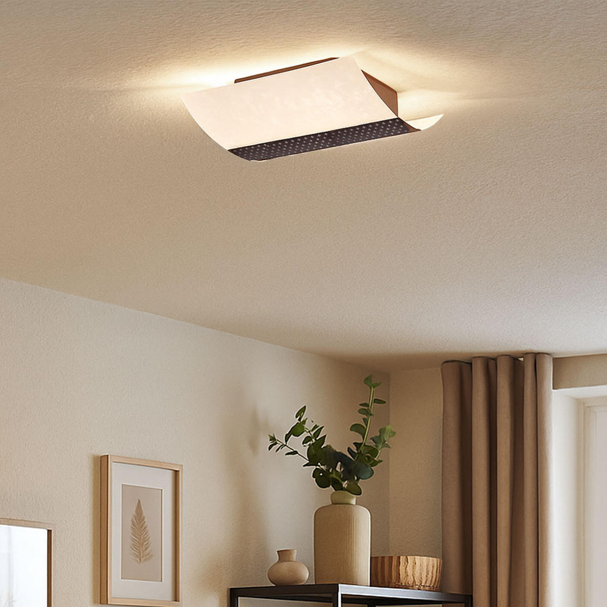 LED DECKENLEUCHTE SARAH Braun Metall Glas 2er Set - Braun, Glas (25.4/26.4/8.9cm)