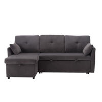ECKSCHLAFSOFA Cord Dunkelgrau mit Stauraum, Schlaffunktion und Kissen - Dunkelgrau, Holzwerkstoff/Textil (206/108cm) - WISHDOR