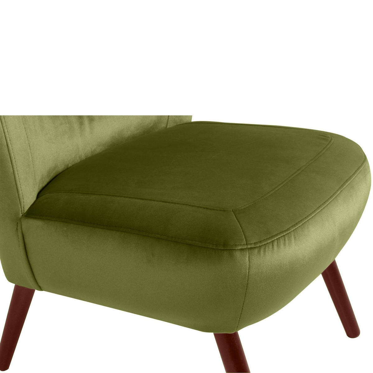 SESSEL Kathy Bezug Samtvelours Buche nussbaum dunkel / oliv - Grün, Kunststoff (70/86/69cm) - 58aufmkessel