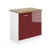 SPÜLENUNTERSCHRANK R-Line Bordeaux Hochglanz 80 cm, AP Eiche - Bordeaux/Weiß, Holzwerkstoff (80/81.6/60cm) - Vicco